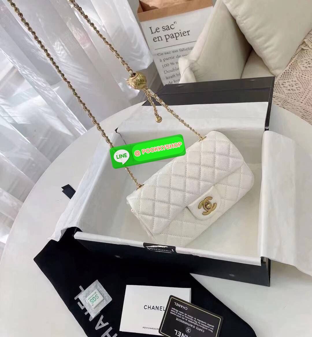 Chanel MINI FLAP BAG CAVIAR Leather GOlD tone hardware