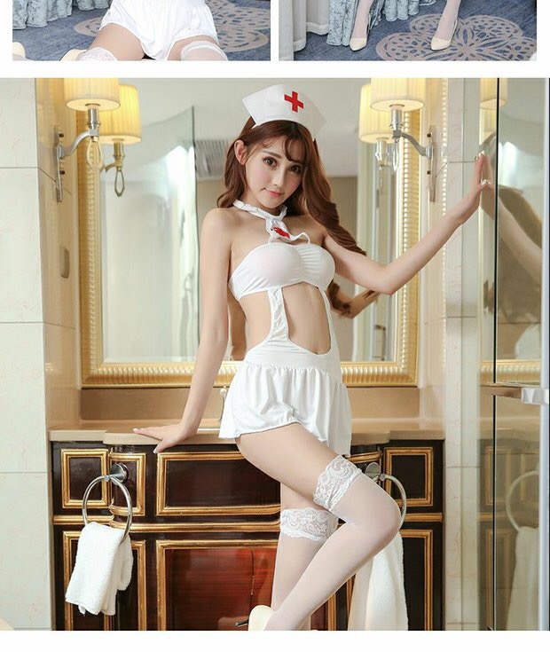 ชุดเดรสขาว นางพยาบาลสีขาว แต่งเว้า สวยเปรี้ยวเซ็กซี่มากๆคะ