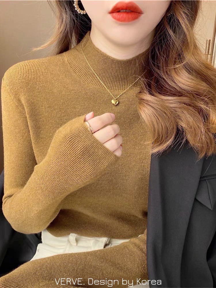 เสื้อแฟชั่น เสื้อไหมพรมแขนยาวคอปีน ผ้าไหมพรมเนื้อดี นิ่ม ใส่สบาย