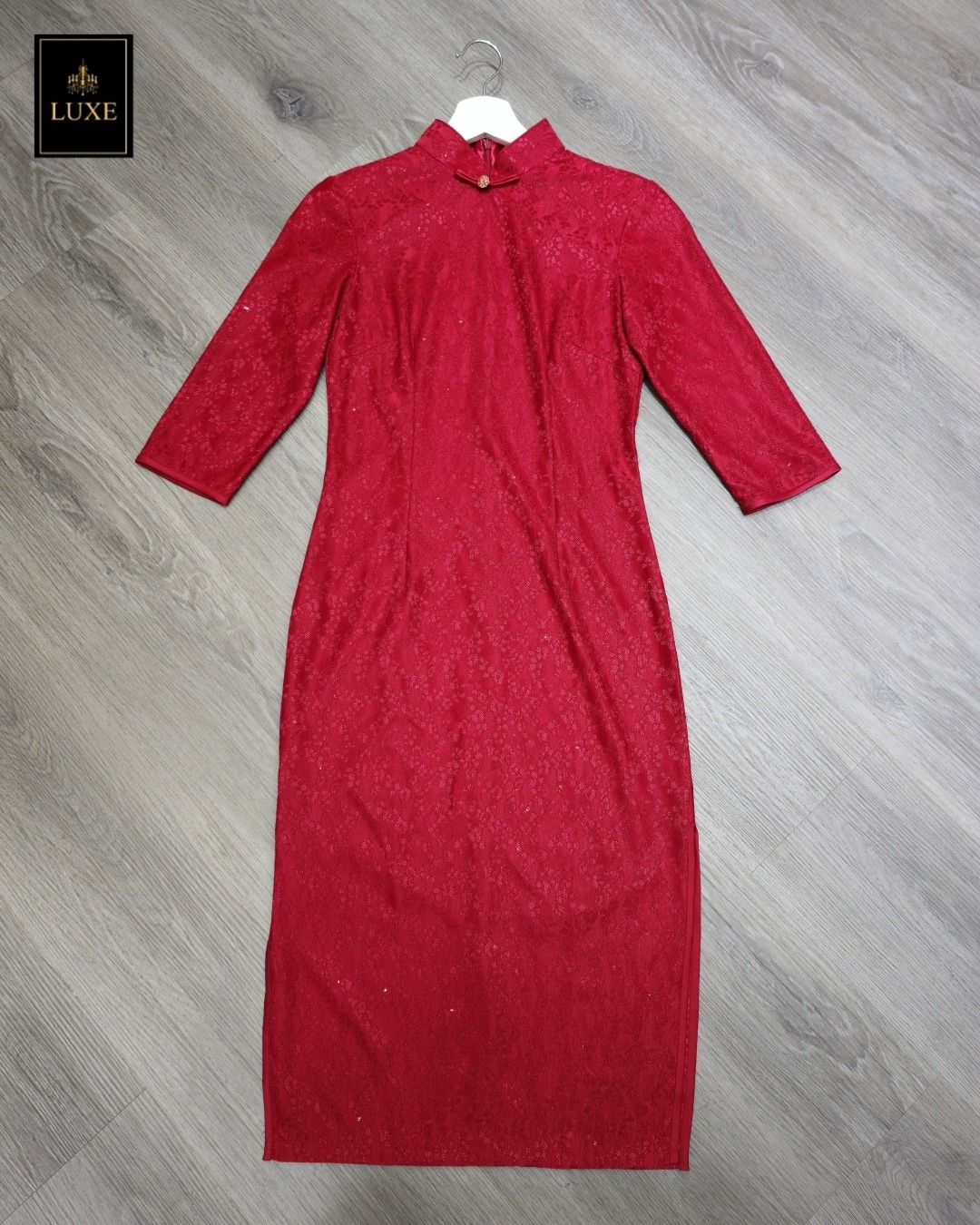 เดรสแฟชั่น เดรสกี่เพ้าเสื้อแขน 3 ส่วน มีเสื้อคลุมที่สามารถถอดได้