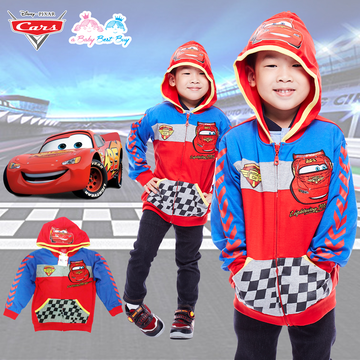 ฮ ( Size S-M-L ) Jacket Disney Cars เสื้อแจ็คเก็ต เสื้อกันหนาว เด็กผู้ชาย สกรีนลาย คาร์ สีแดง รูดซิป มีหมวก(ฮู้ด)สีแดง ใส่คลุมกันหนาว กันแดด ใส่สบาย ดิสนีย์แท้ ลิขสิทธิ์แท้