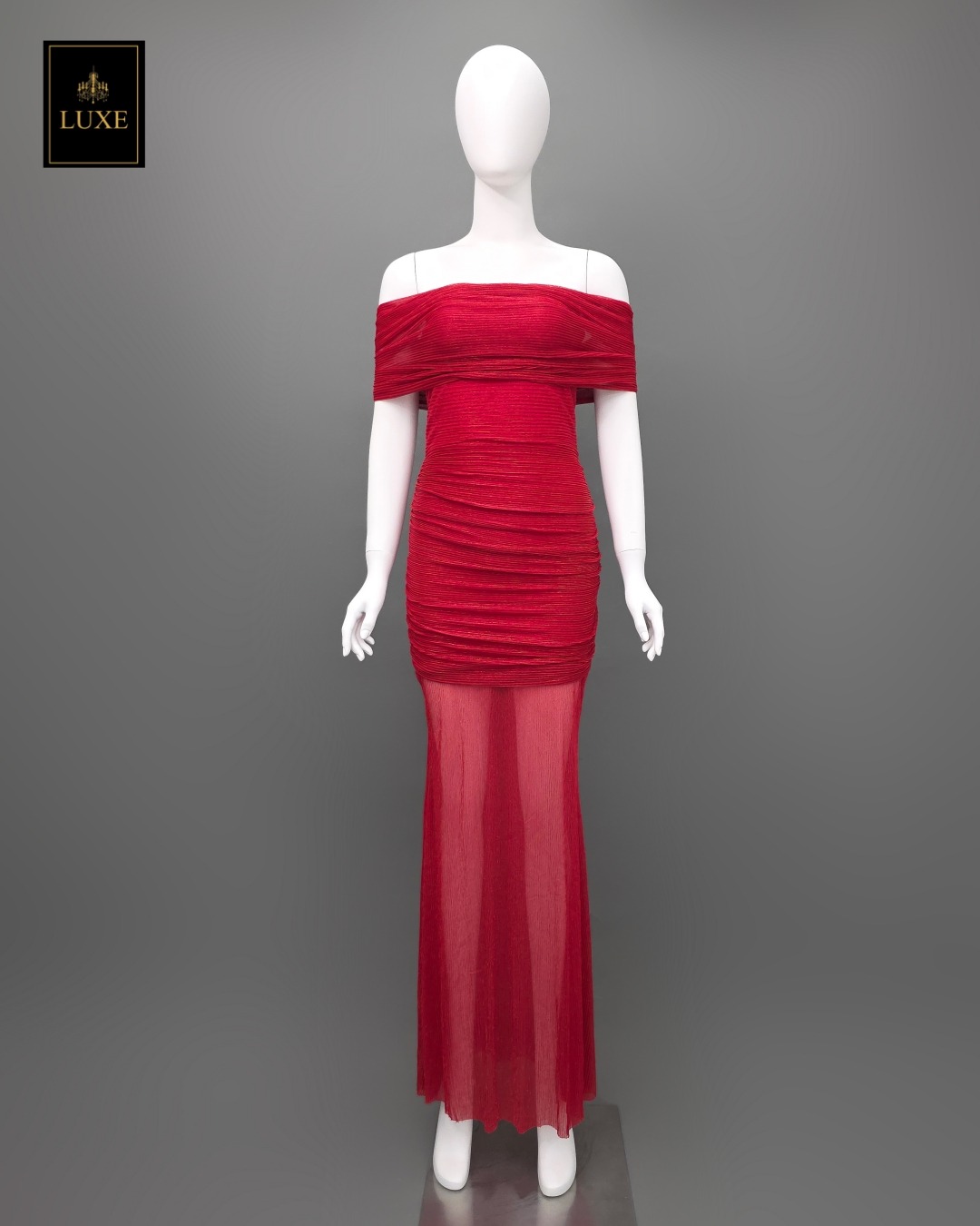 เดรสแฟชั่น แม็กซี่เดรสเปิดไหล่ กระโปรงยาว