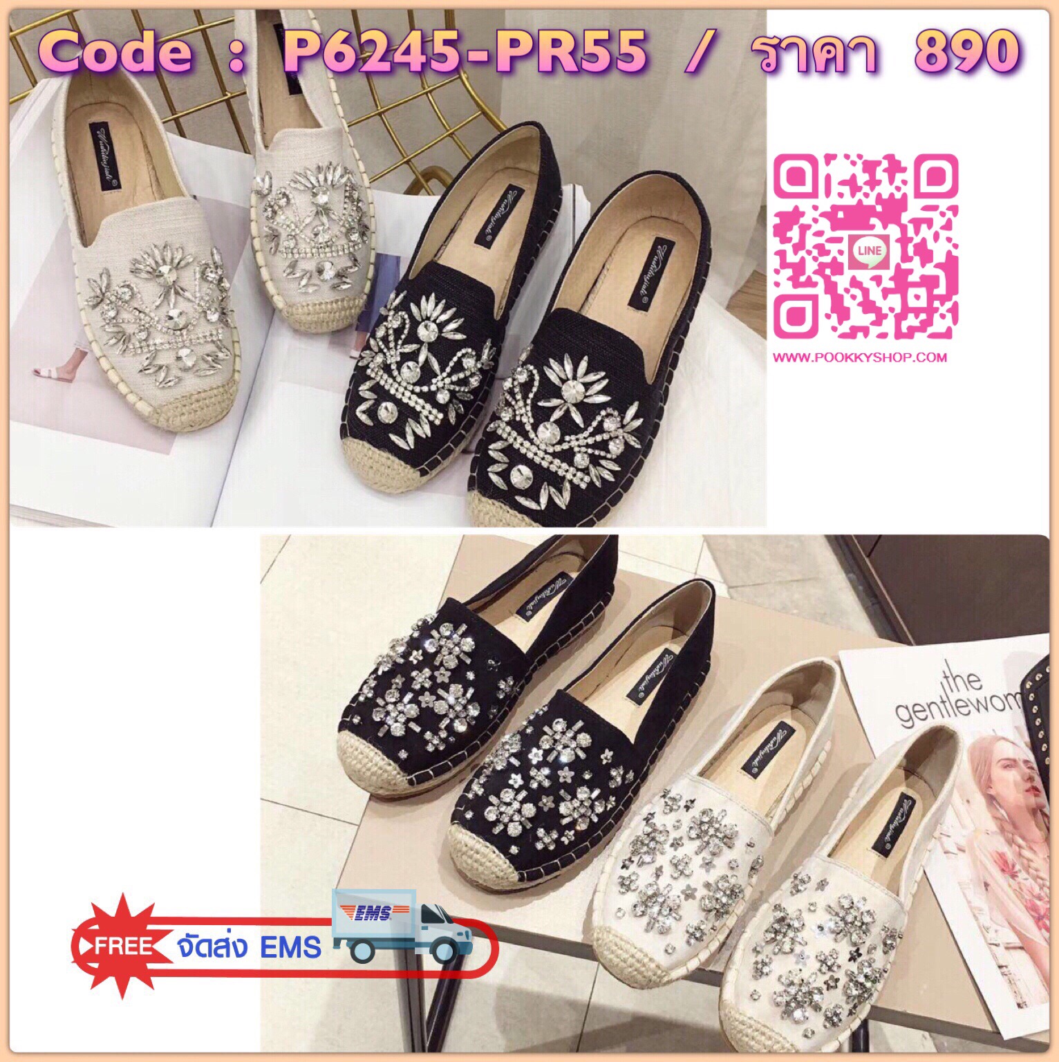 🎉new arrival 🎉 🌺slip on shoes🌺 🌈🌈🌈งานสวยๆพร้อมเสิร์ฟจ้า ตัวนี้ห้ามพลาด รองเท้าslip on งานปักเพชรเวอร์วัง💍 งานสวย ทรงสวย แมตช์กับกางเกง👖หรือกระโปรง👗ก็ได้ค่ะ ใส่สบาย แม่ค้าคอนเฟ