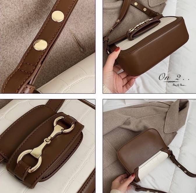 New Arrival 🔥🔥🔥 🇰🇷Korean style bag🇰🇷 กระเป๋าหนังพียูทรงสี่เหลี่ยม ปั้มลายCroco สายสะพายเป็นสายหนัง ปรับความยาวได้