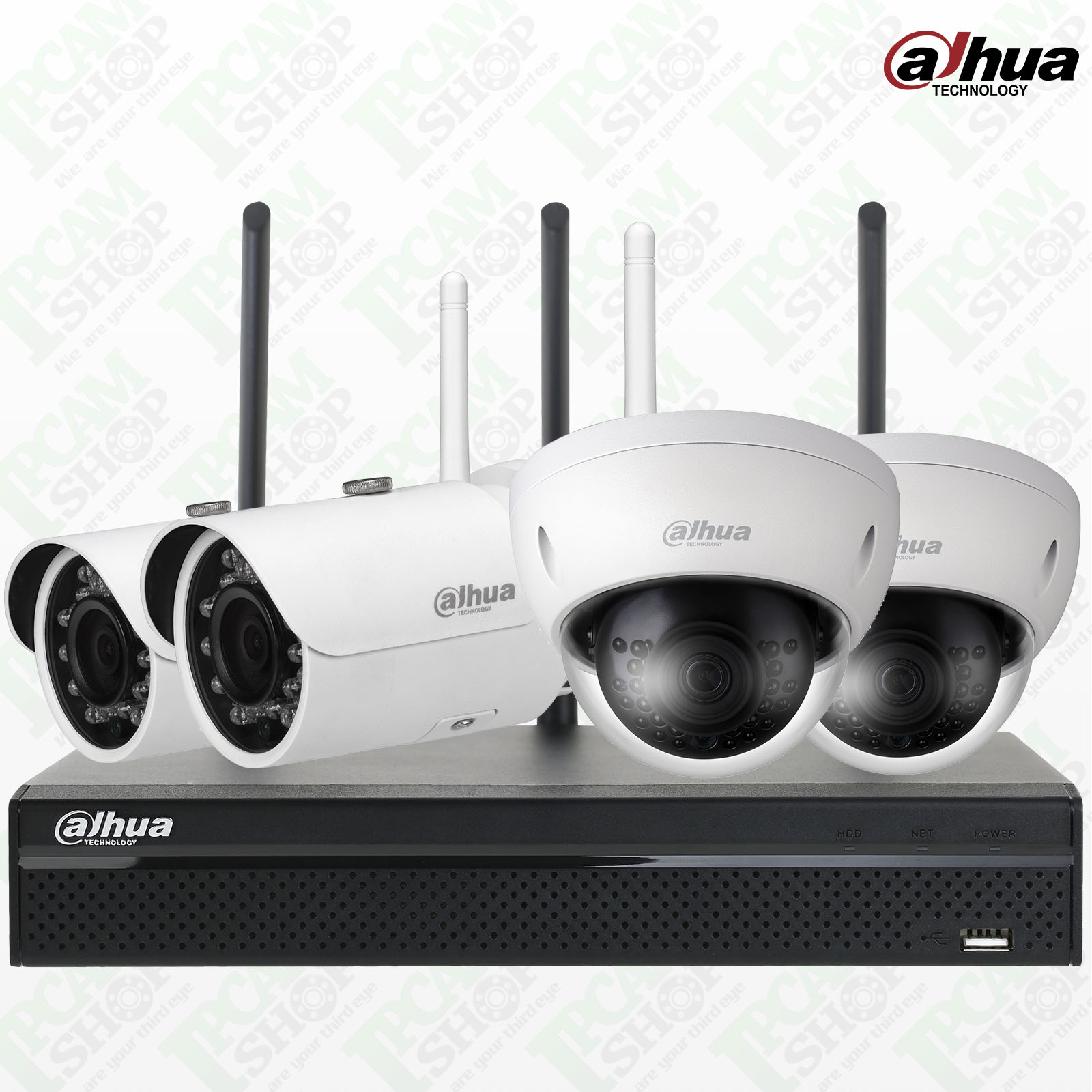 Dahua WiFi Kit NVR4104HS-W-S2, IPC-HDBW1320E-Wx2, IPC-HFW1320S-Wx2, Surveillance Hard Drives 1TB
