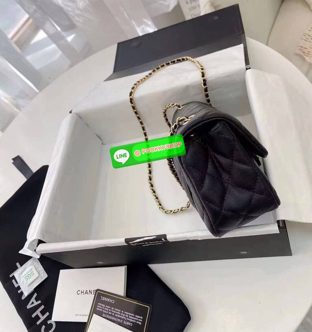 Chanel MINI FLAP BAG CAVIAR Leather GOlD tone hardware