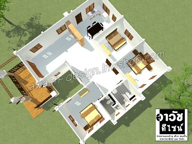 C0201 แบบบ้านชั้นเดียว 3 ห้องนอน