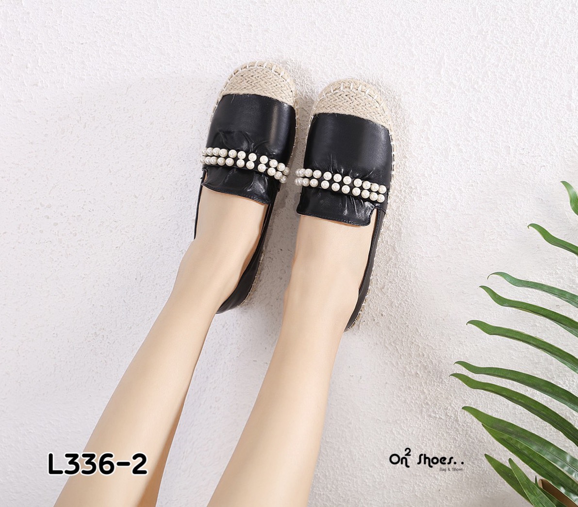 รองเท้าคัชชูหนังทรงEspadrilles แต่งขอบและหัวด้วยปอกระสอบหน้าขับจีบประดับมุกงานสวย ดีเทลน่ารักน่าใส่สินค้าเป็นงานวัสดุเกรดดี งานมีกล่อง