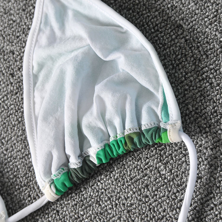 ชุดว่ายน้ำ บิกินี่เซ็ท ทูพีซ แบบผูก ลายพราง ขาวเขียวอ่อน เนื้อผ้าหนา อย่างดี งานญี่ปุ่น หลุดโรงงานสินค้าจำกัดคะ