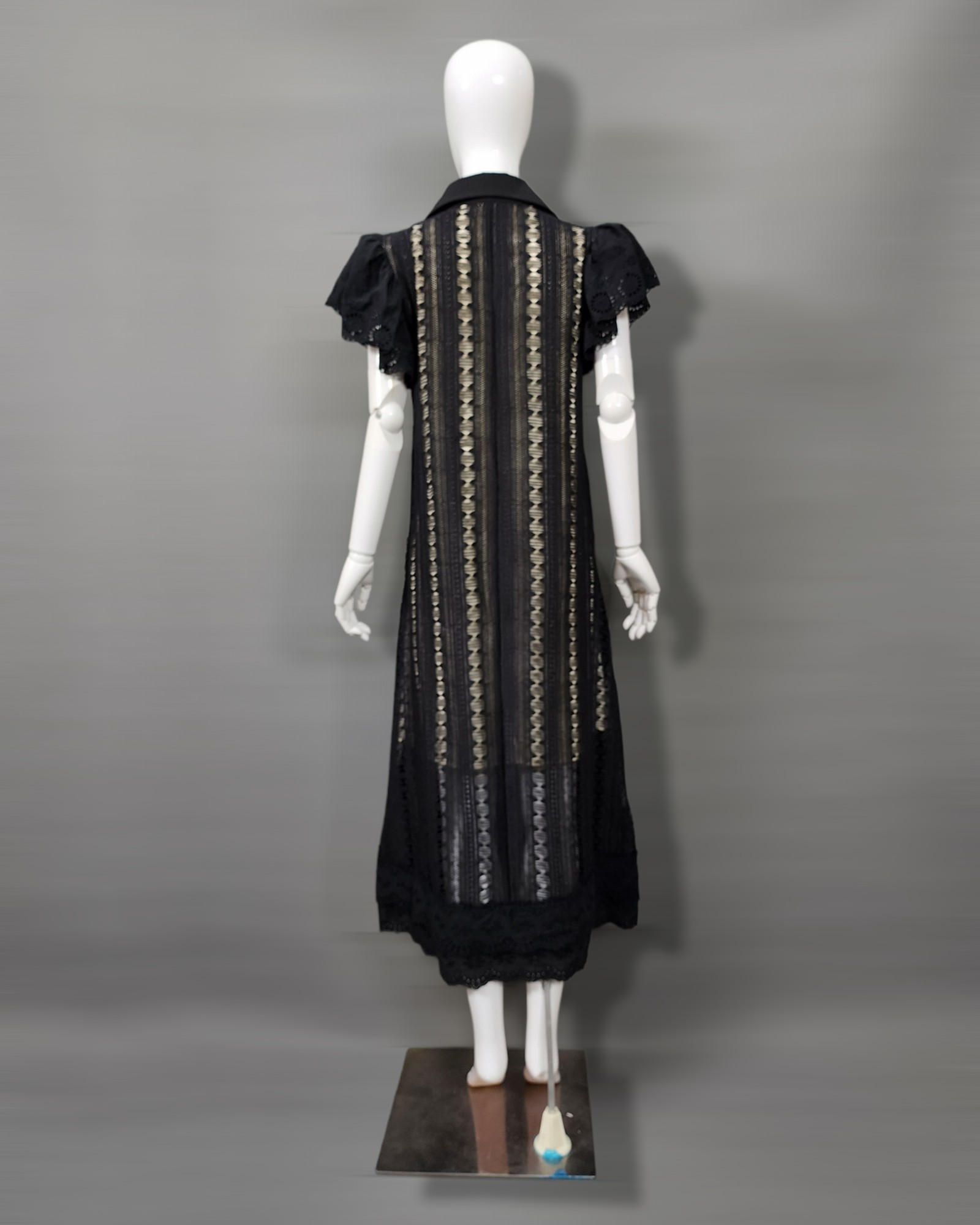 เดรสแฟชั่น เดรสเสื้อคอปกแขนระบาย กระโปรงทรงเอ แพทเทิร์นตัวหลวมใส่สบาย