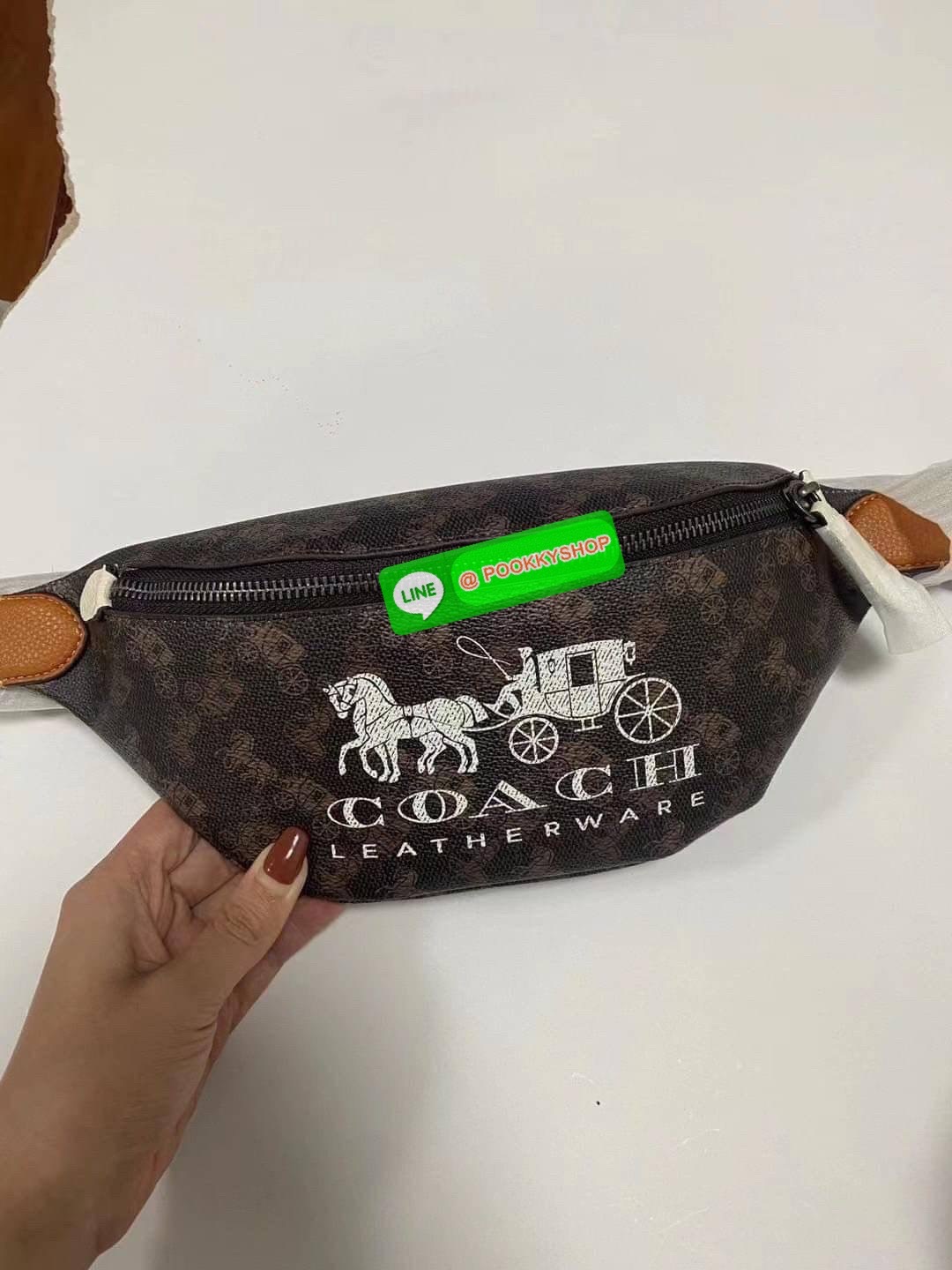 Coach Charter Belt Bag 7 Product Details Signature denim and refined calf leather Inside multifunction pocket Zip closure, fabric lining Adjustable strap for wear at waist