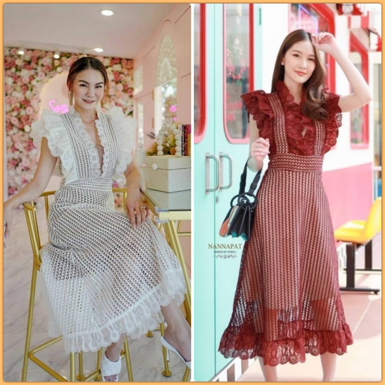 Dress สวยหรู ดูดีมีราคา ใส่ออกงานได้เลยนะคะ งานพรีเมี่ยม ผ้าลูกไม้แน่นๆ หนานุ่ม ใส่สบาย มีซับในอย่างดี งานซิปหลัง ระบายอก ช่วงเอวเข้ารูป ทรงสวย กระโปรงบานสวยกำลังดี ราคานี้คุ้มมากนะคะ เห็นงานจริงต้องว้าวแน่นอนคะ
