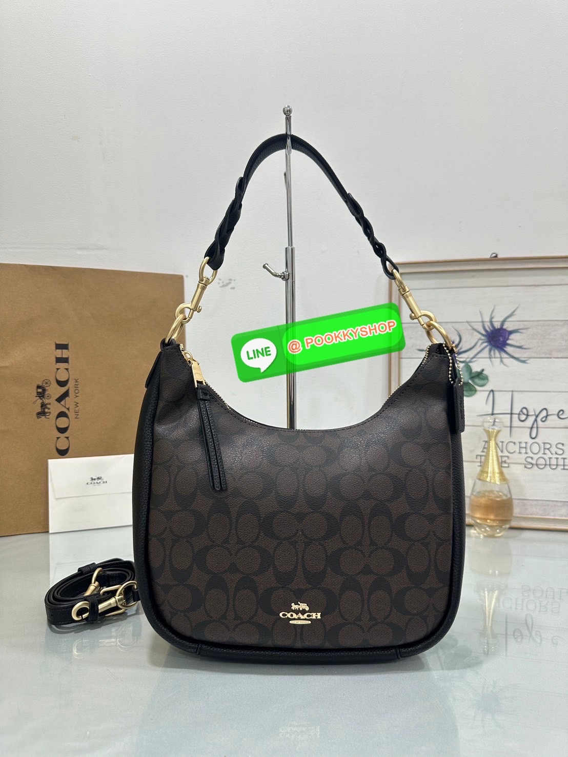 Coach C9190 Jules Hobo Shoulder Crossbody bag Refined pebble leather Inside zip and multifunction pockets Zip-top closure, fabric lining Detachable handle with 11" drop Outside zip pocket