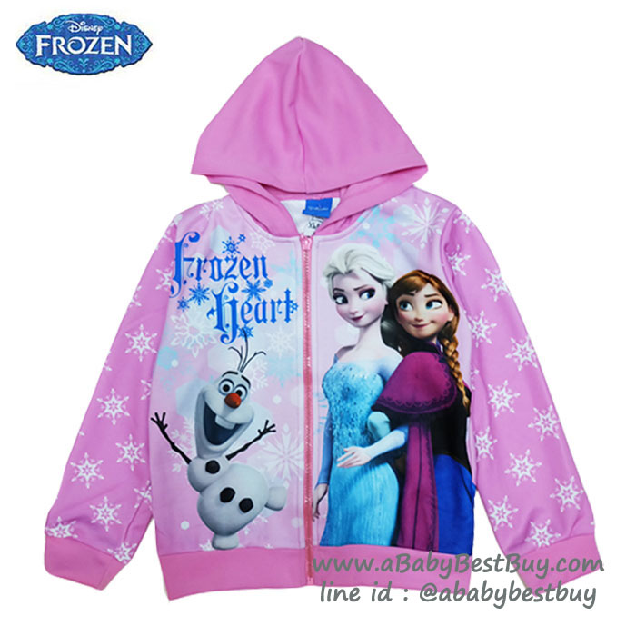 ฮ " ( Size 4-6-8-10 ปี ) Jacket Disney Frozen for Girl เสื้อแจ็คเก็ต เสื้อกันหนาว เด็กผู้หญิง สีชมพูอ่อน รูดซิป มีหมวก(ฮู้ด)ใส่คลุมกันหนาว กันแดด ใส่สบาย ดิสนีย์แท้ ลิขสิทธิ์แท้