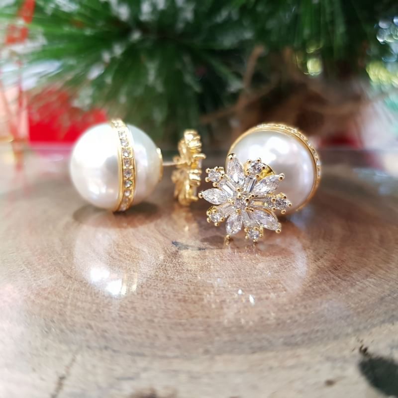 Merry Christmas Earring งานหน้าหลัง งานเพชร CZ แท้ snowflex น่าร๊ากก