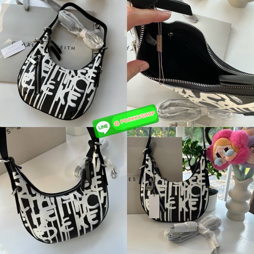 Charles&Keith แท้ Outlet ทรง hobo ใช้ได้ 2 แบบ ถือได้ สะพายได้