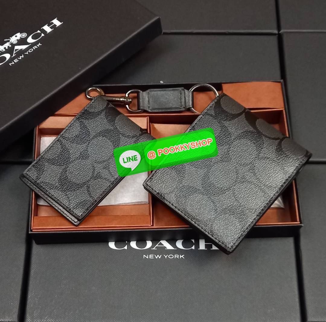 NEW IN💥>>มีกันหรือยัง ใช้แล้วหล่อมากน้า😎//>>COACH 3-IN-1 WALLET WITH VARSITY STRIPE WITH KEY FOB LIMITED BOX (COACH F24649)🍁กระเป๋าสตางค์ มี ID ใบลูก สำหรับใส่บัตรแยก มีพวงกุญแจ ใช้แล้วดูหล่อสุดๆ🔸️**จะใช้เอง หรื
