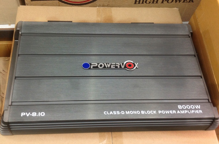 เพาเวอร์แอมป์รถยนต์ คลาสดี ยี้ห้อ POWERVOX กำลังขับ 8000W เพาเวอร์แอมป์รถยนต์ตัวแรง ใช้ขับลำโพงรถยนต์ได้ 10-12 นิ้ว 