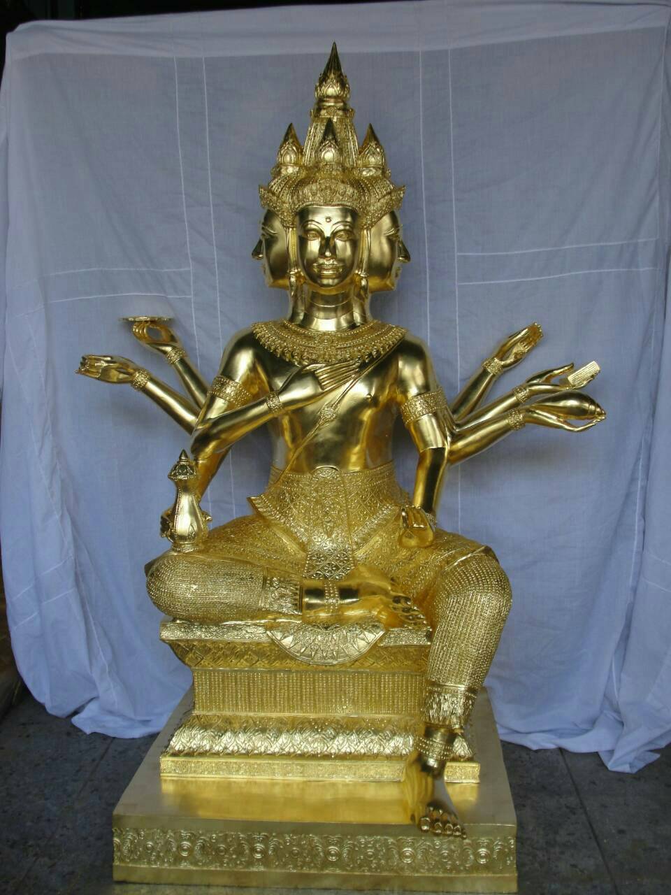 พระพรหม ปิดทองคำเปลว (ทองคำแท้) ขนาดสูง 12 นิ้ว