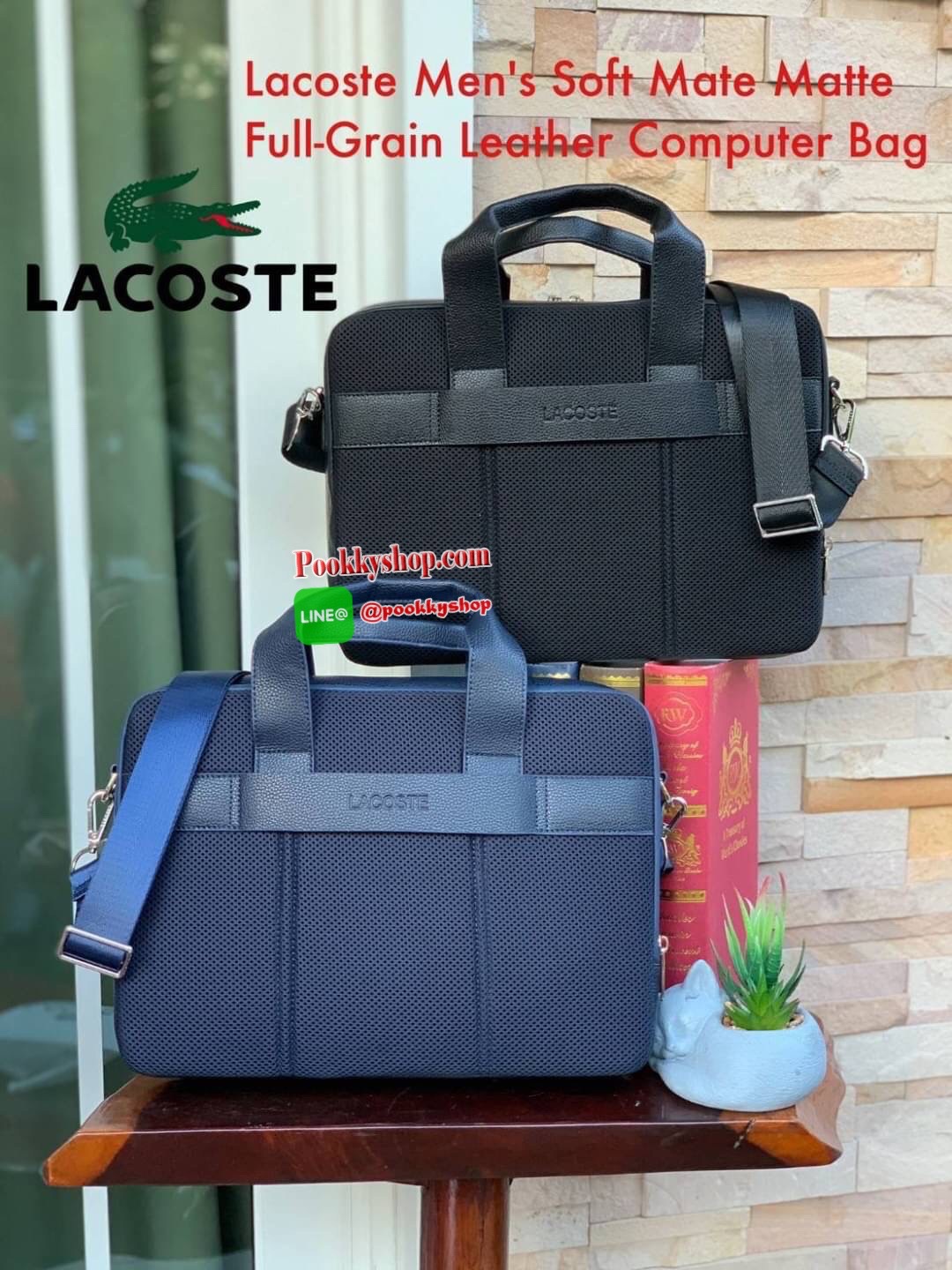 ลาคอส Men's Soft Mate Matte Full-Grain Leather Computer Bag กระเป๋าสำหรับคุณผู้ชาย ด้วยการออกแบบใหม่ เกิดผลลัพธ์เป็นกระเป๋าใส่คอมพิวเตอร์พกพาที่ดูทันสมัย ผลิตจากวัสดุ Grained leather ที่กลายเป็นกระเป๋าไอคอนที่ต้องมี ด้านนอกมีช่อง 2 ช่อง เปิดได้2ด้า