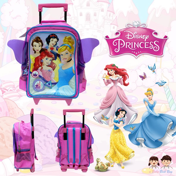 ฮ 'Disney Princess - กระเป๋าเป้สะพายหลัง มีล้อลาก ลายเจ้าหญิงปริ้นเซส กระเป๋านักเรียน ของแท้ ลิขสิทธิแท้ (16 นิ้ว)