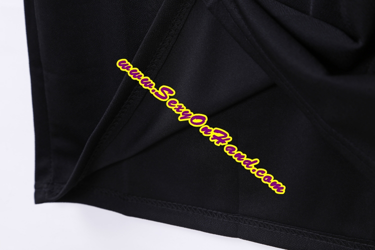 เดรสแฟชั่น ชุดออกงาน ชุดสาวออฟฟิศ เดรสออกงานกลางคืน สีดำ เซ็กซี่ แขนพองแต่งผ้าชีฟอง ปลายจั๊ม ตัวชุดผ้าโทเลย์ เกรด AAA แบบสวยเหมือนในรูปเลยคะ/ ไซส์ M