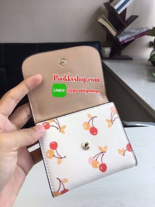 Coach Flower Triple Fold Short Clip Small Cute Ultra-practical 7 Cards Postpositioned with Small Change Pocket