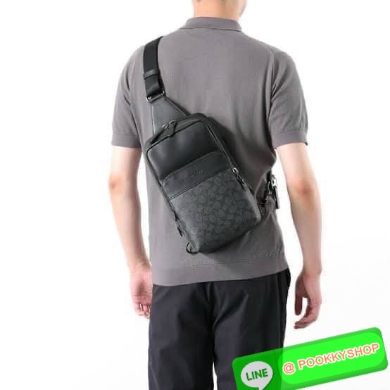Coach C5331 Signature Gotham Pack กระเป๋า Sling Bag หนังเรียบหรู ใส่ได้ทุกวัน เท่แต่สุภาพในใบเดียว