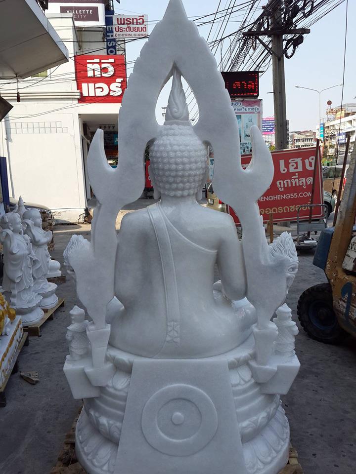 พระพุทธรูปหินอ่อน หน้าตัก 110 cm สูง 200 cm ลึก 80 cm