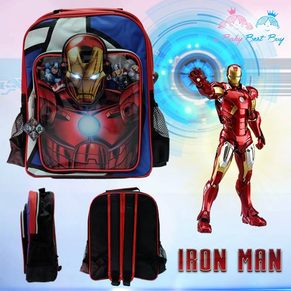ฮ 'Marvel the Avengers Iron Man Backpack - กระเป๋าเป้สะพายหลัง ลายไอรอนแมน อเวนเจอร์ส กระเป๋านักเรียน ของแท้ ลิขสิทธิแท้ (14 นิ้ว)