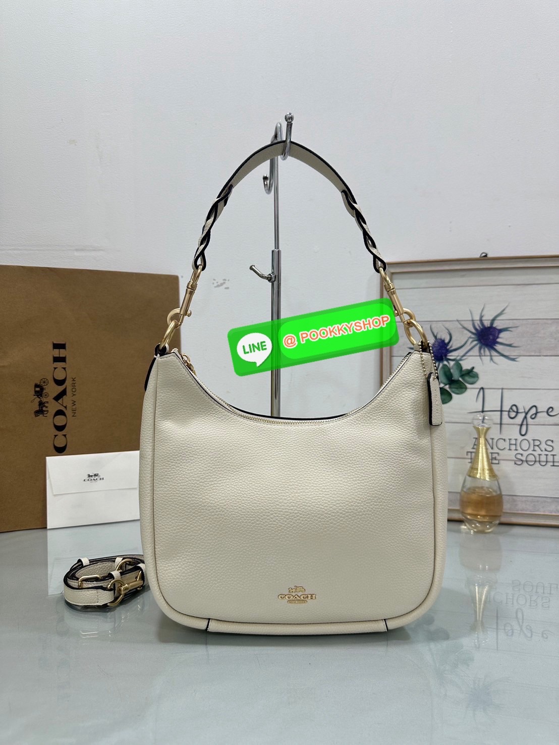 Coach C9190 Jules Hobo Shoulder Crossbody bag Refined pebble leather Inside zip and multifunction pockets Zip-top closure, fabric lining Detachable handle with 11" drop Outside zip pocket