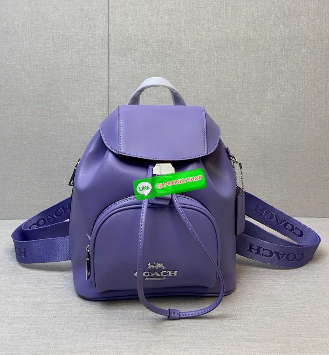 COACH PACE BACKPACK COACH CR100 | Refined calf leather | Inside zip and multifunction pockets | Drawstring and speedclip closures, fabric lining | Handle with 3" drop | Outside zip pocket | Outside zip access to interior |