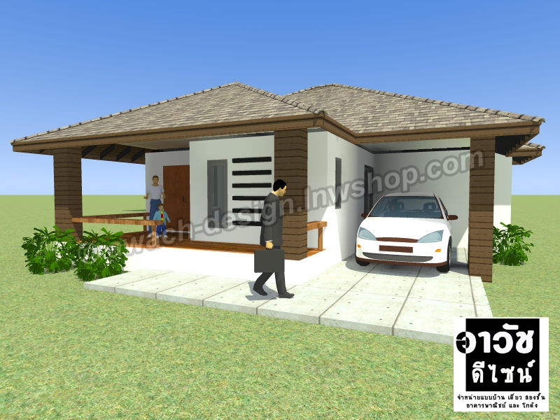 B117 แบบบ้านชั้นเดียว 2 ห้องนอน