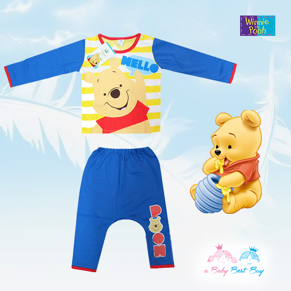 ชุดนอนเด็กเล็กผู้ชายสีเหลือง-น้ำเงิน Disney Winnie The Pooh เสื้อแขนยาว กางเกงขายาว สุดเท่ห์ ลิขสิทธิ์แท้ (สำหรับเด็กอายุ 1-24 เดือน )