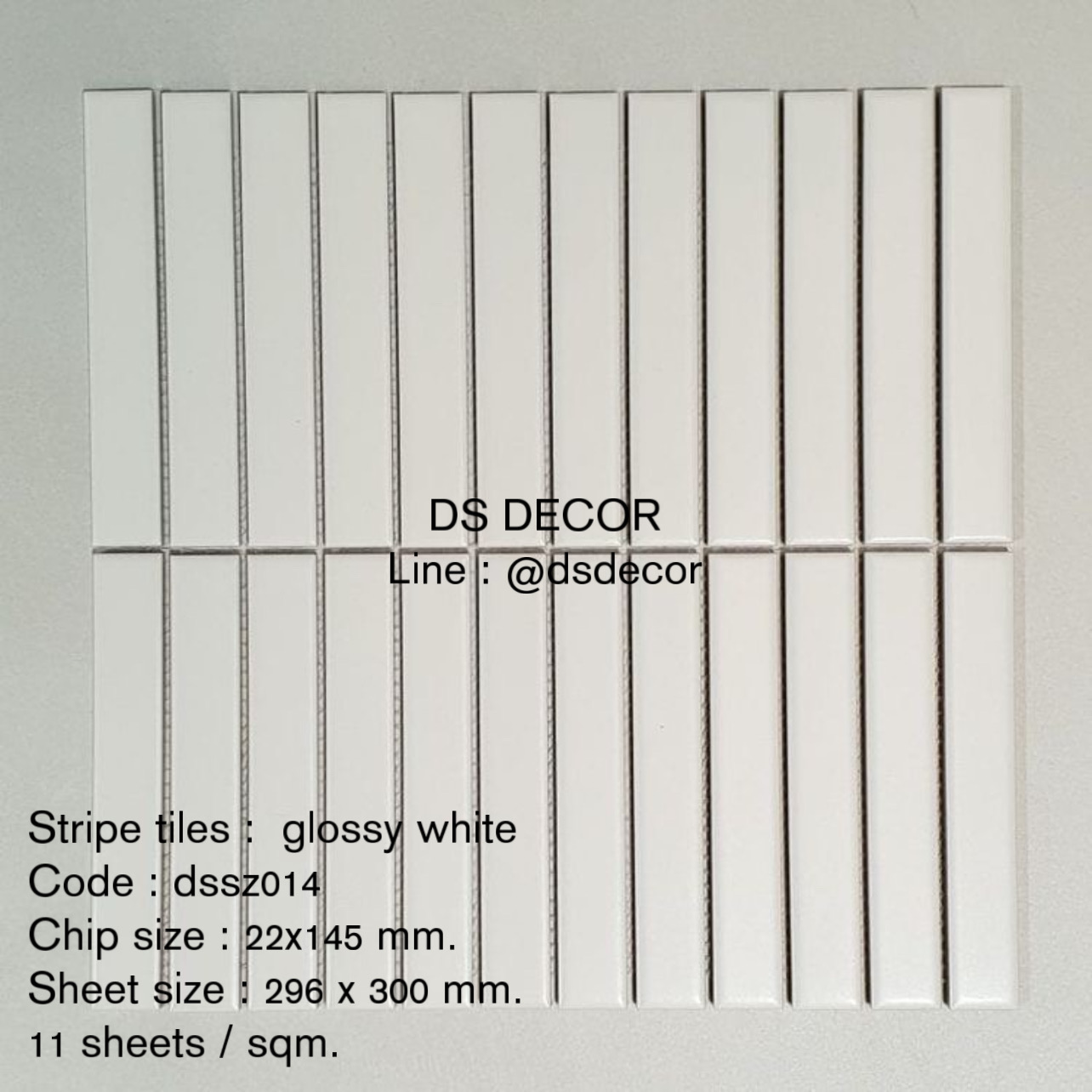 STRIPE TILES : Ceramic Glossy white (ติดตาข่าย)