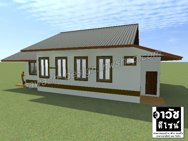 C0328 แบบบ้านพักอาศัย 1 ชั้น 3 ห้องนอน