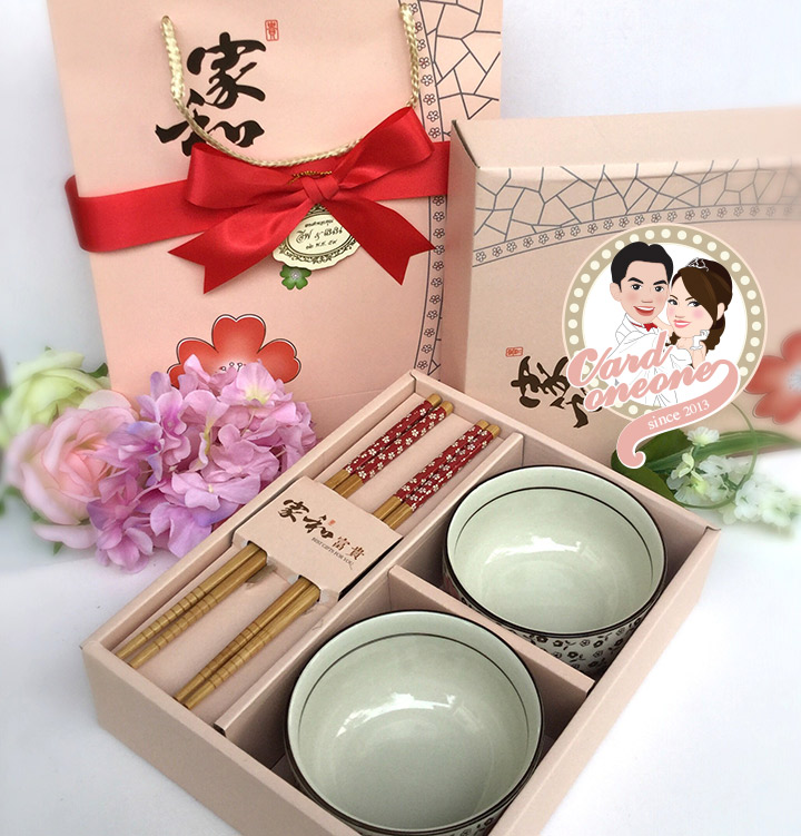 ของรับไหว้งานแต่ง ชุดตะเกียบถ้วยจีน ลายซากุระ