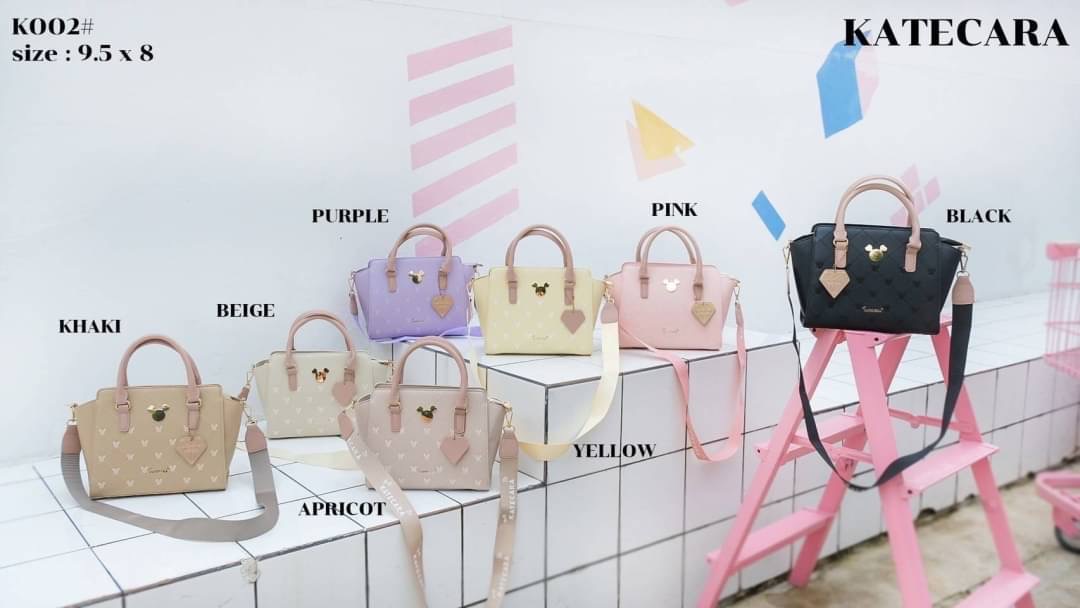 ว๊าวววๆๆ สวยมาก แบรนด์แท้ KATECARA สีพาสเทลหน้ามิกกี้ มี2 สาย ใบใหญ่ งานสวยมากๆ คะ