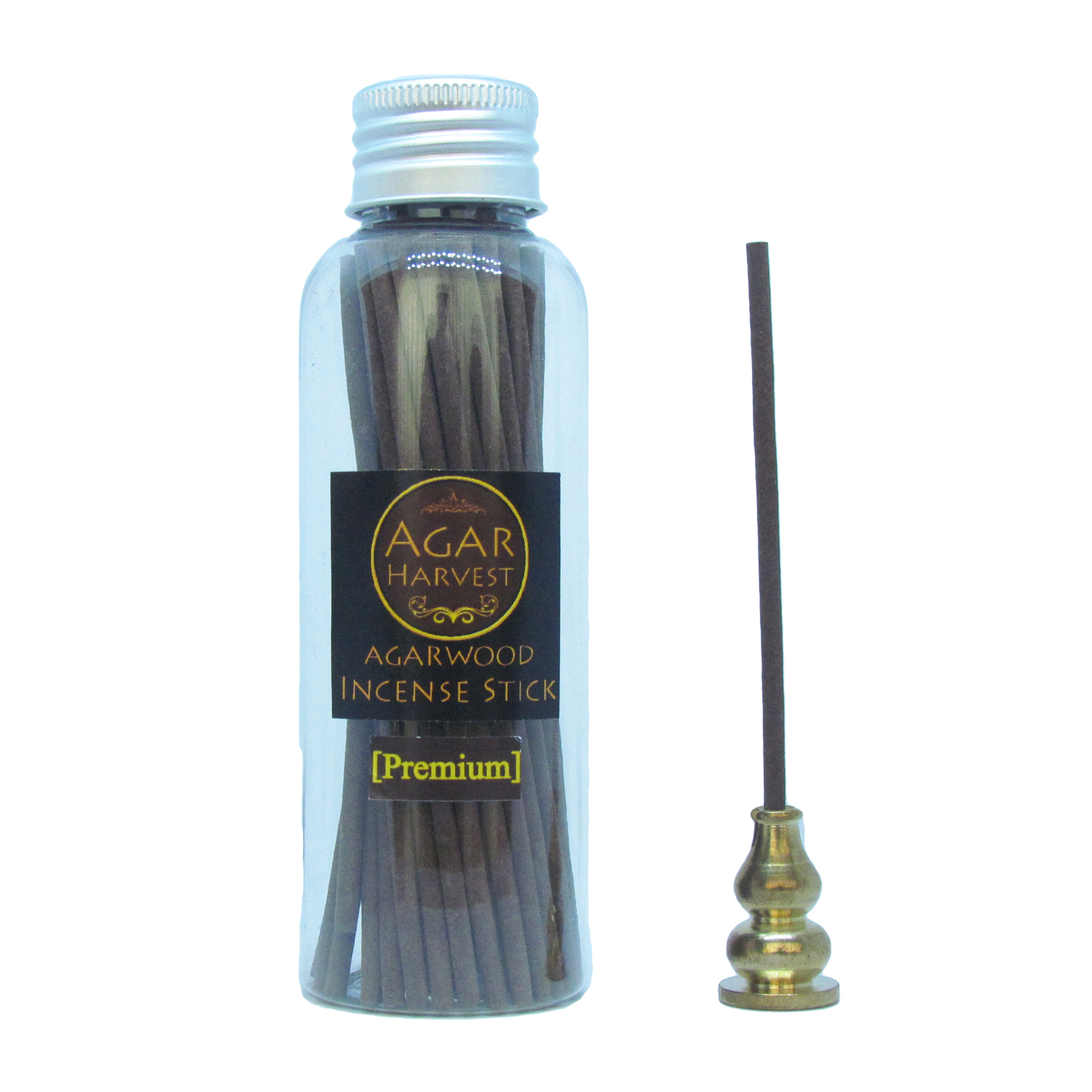 ชุดธูปแท่งญี่ปุ่น ไม้หอม ไม้กฤษณา แท้ Agarwood Incense Stick (Premium Grade) 50stick + ที่ปักธูป ที่จุดธูป ที่วางธูป 2 In 1 ทำจากทองเหลืองแท้ ทนทาน ไม่ลอก ไม่ดำ ไม่เป็นสนิม