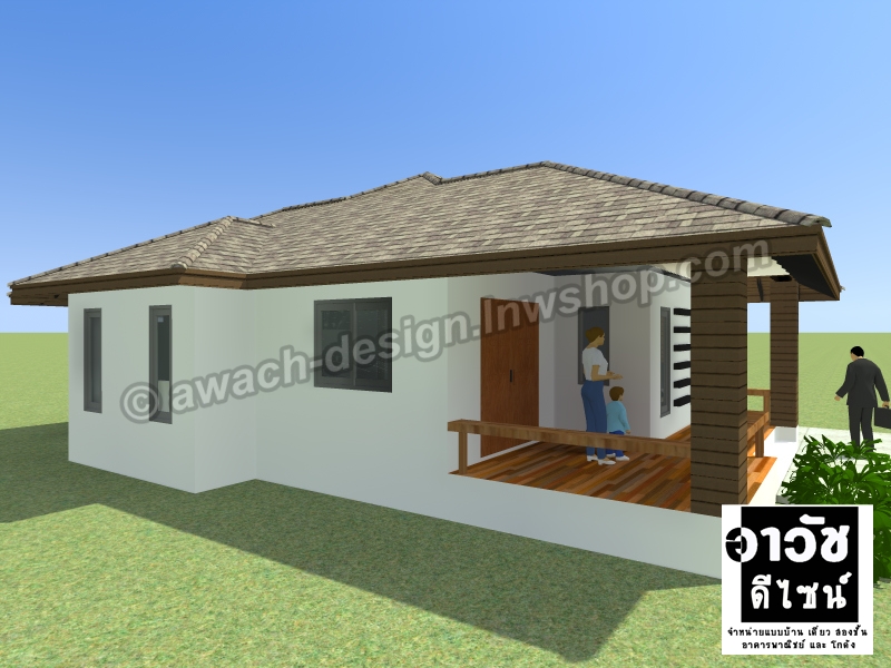 B117 แบบบ้านชั้นเดียว 2 ห้องนอน