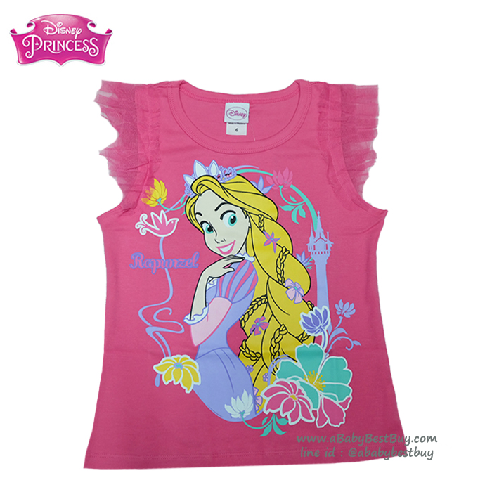 (Size 4-6-8)เสื้อยืดเด็กผู้หญิง แขนสั้น สีชมพูเข้ม สกรีนลาย Disney Rapuzel สุดน่ารัก ผ้าดีใส่สบาย ดิสนีย์แท้ ลิขสิทธิ์แท้ (สำหรับเด็กอายุ 4-8 ปี)