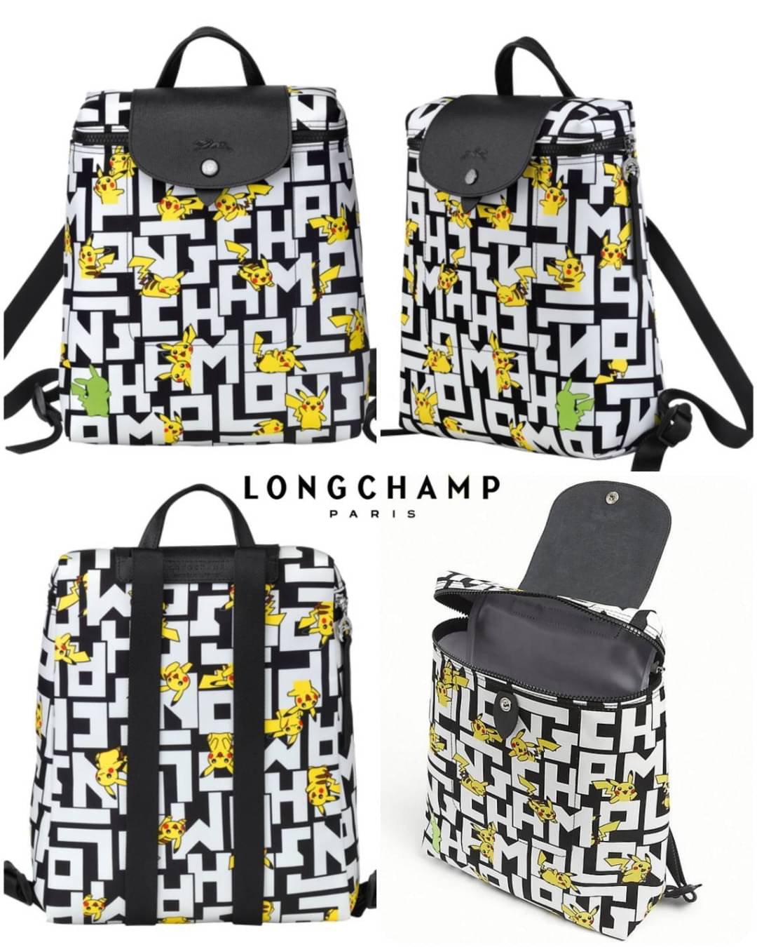 LONGCHAMP LE PLIAGE COLLECTION POKEMON BACKPACK เป้สะพายสไตล์ Le pliage ที่มี "ปิกาจู" ไปวิ่งเล่นอยู่บนกระเป๋าที่ออกมาเป็นซีรีส์ซะเลย