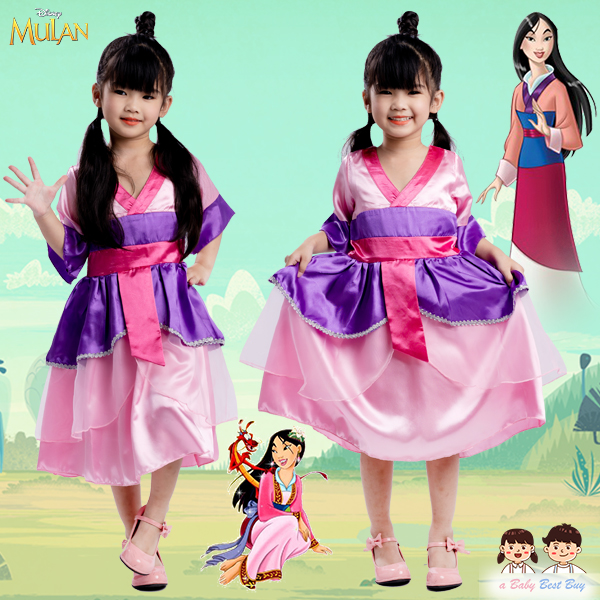 ฮ " ชุดเดรส ชุดแฟนซี Mulan เจ้าหญิงมู่หลาน ชุดแฟนซีเจ้าหญิง ผ้าดี ใส่สบาย (สำหรับเด็กอายุ 2-10 ปี)