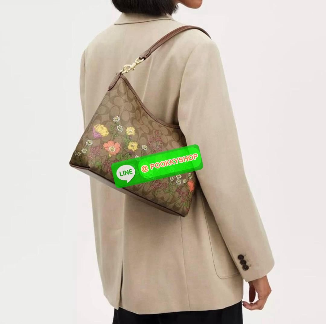 COACH LAUREL SHOULDER BAG IN SIGNATURE CANVAS WITH FLORAL PRINT (CR150) 🔖กระเป๋าถือ/สะพายข้าง คอลเลคชั่นใหม่ โดดเด่นปริ้นลายดอกไม้
