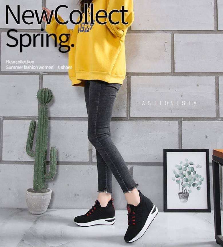 NEW ITEM แฟชั่นเสริมส้นมาแรง!! รองเท้าสลิปออนเสริมพื้น 5c.m. แต่งเชือกผูก ทรงสโลป วัสดุเนื้อผ้ายืดกระชับเท้า เนื้อหนาคุณภาพดี ขอบยางยืดเพิ่มความยืดหยุ่นในการสวมใส่ ใส่แล้วดูขาเรียวยาวสุดๆไปเลย ตัวพื้นรองเท้าเป็นยางพารากันลื่นได้ดีจ้า งานสวยเก๋น่ารักเรียบเ