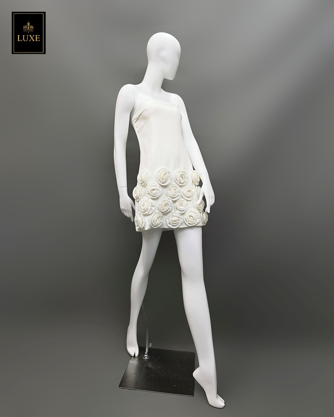 เดรสแฟชั่น เดรสเสื้อเกาะอก กระโปรงทรงเอ ทำจากผ้าฝ้ายผสมโพลีเอสเตอร์ เนื้อนุ่มยืดหยุ่น ใส่สบาย