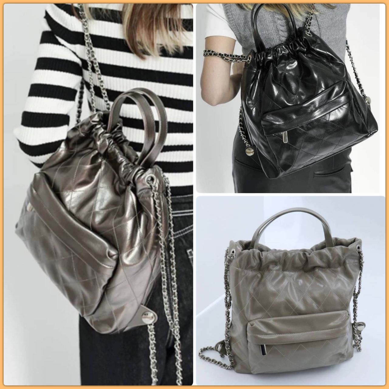 New!! 💥 กระเป๋าสวยชิค สามารถถือได้ สะพายเป็นเป้ได้ งานสวยเนี๊ยบ วัสดุสวยหนา หนังอย่างดี