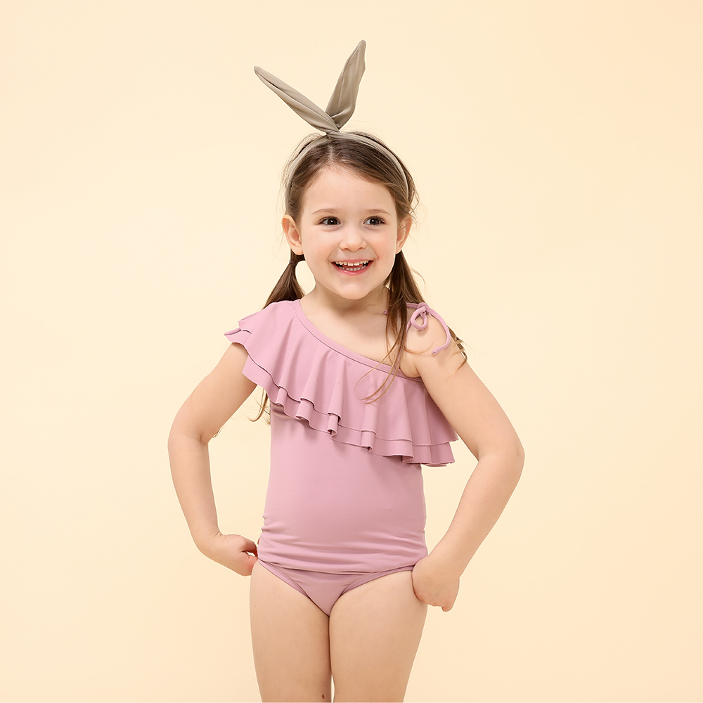 Kidsumplay Girls Oneshoulder Ruffle Swimsuit