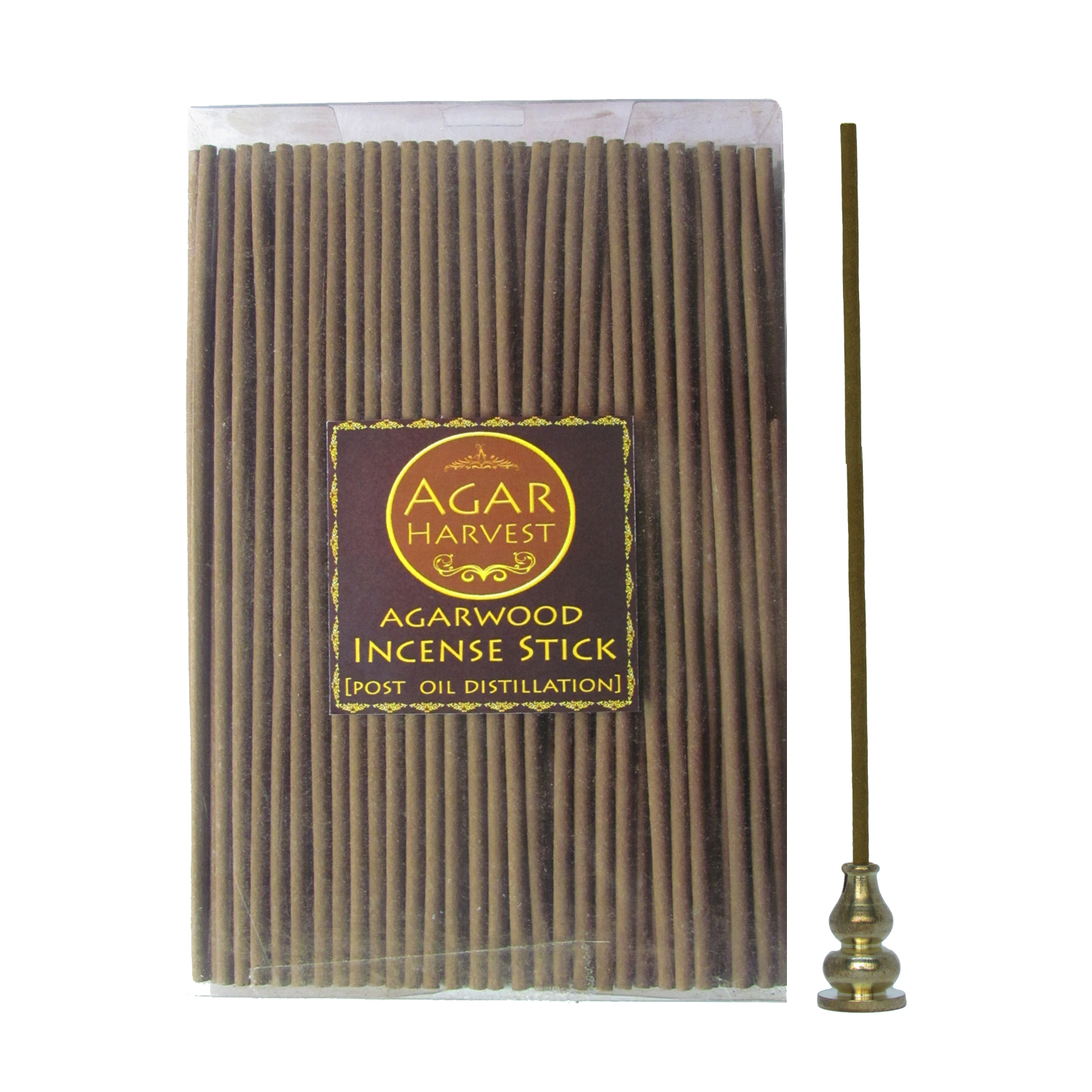 ชุดธูปแท่งญี่ปุ่น ไม้หอม ไม้กฤษณา แท้ หลังกลั่นน้ำมัน Agarwood Incense Stick (Post Oil Distillation) 200 gm + ที่ปักธูป ที่จุดธูป ที่วางธูป 2 In 1 ทำจากทองเหลืองแท้ ทนทาน ไม่ลอก ไม่ดำ ไม่เป็นสนิม