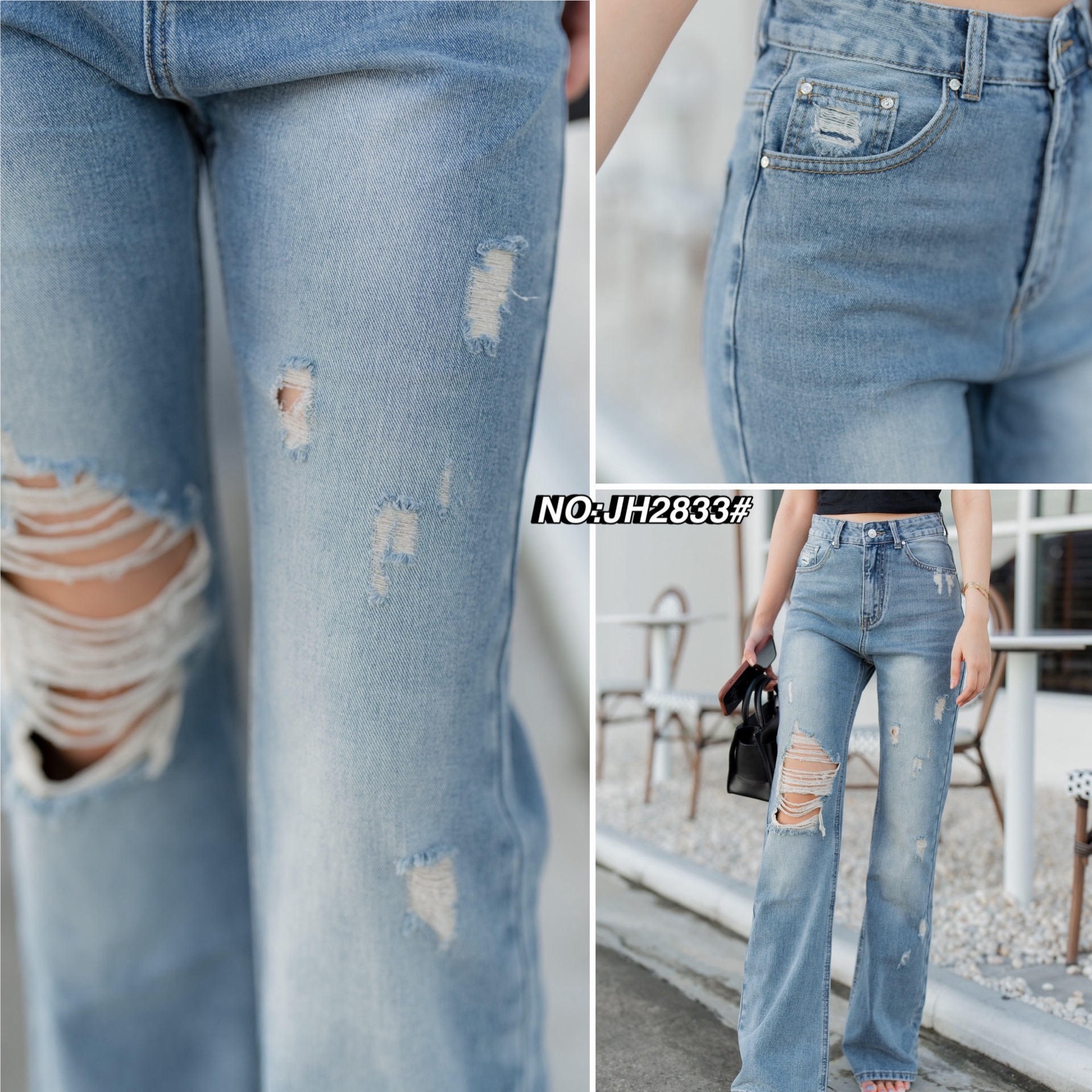 กางเกงแฟชั่น No.JH2833# -กางเกงยีนส์ขาม้ายาว ทรงเอวสูงงงง รุ่นนี้ขอบอกเลยผ้านิ่มมากๆๆ